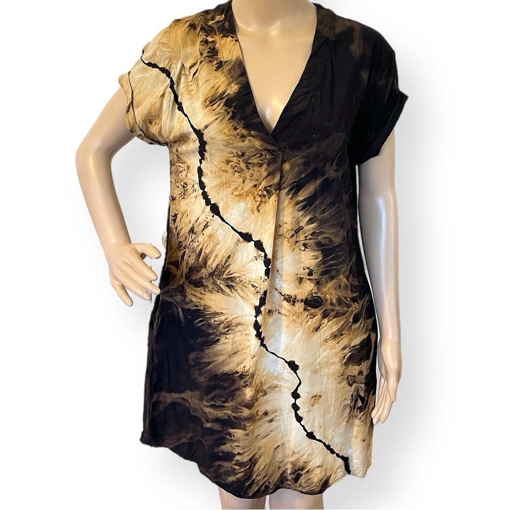 Reverse tie dye dress short sleeve lightning galaxy M black Milky Way